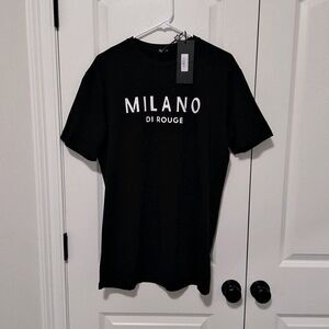 NWT MILANO DI ROUGE Men's Lux Signature Tee, Black, Size Large, New w/Tag